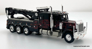 1973 Peterbilt 359 Wrecker Truck, Black/Flames 1:87 ABS Plastic Model Truck by Brekina