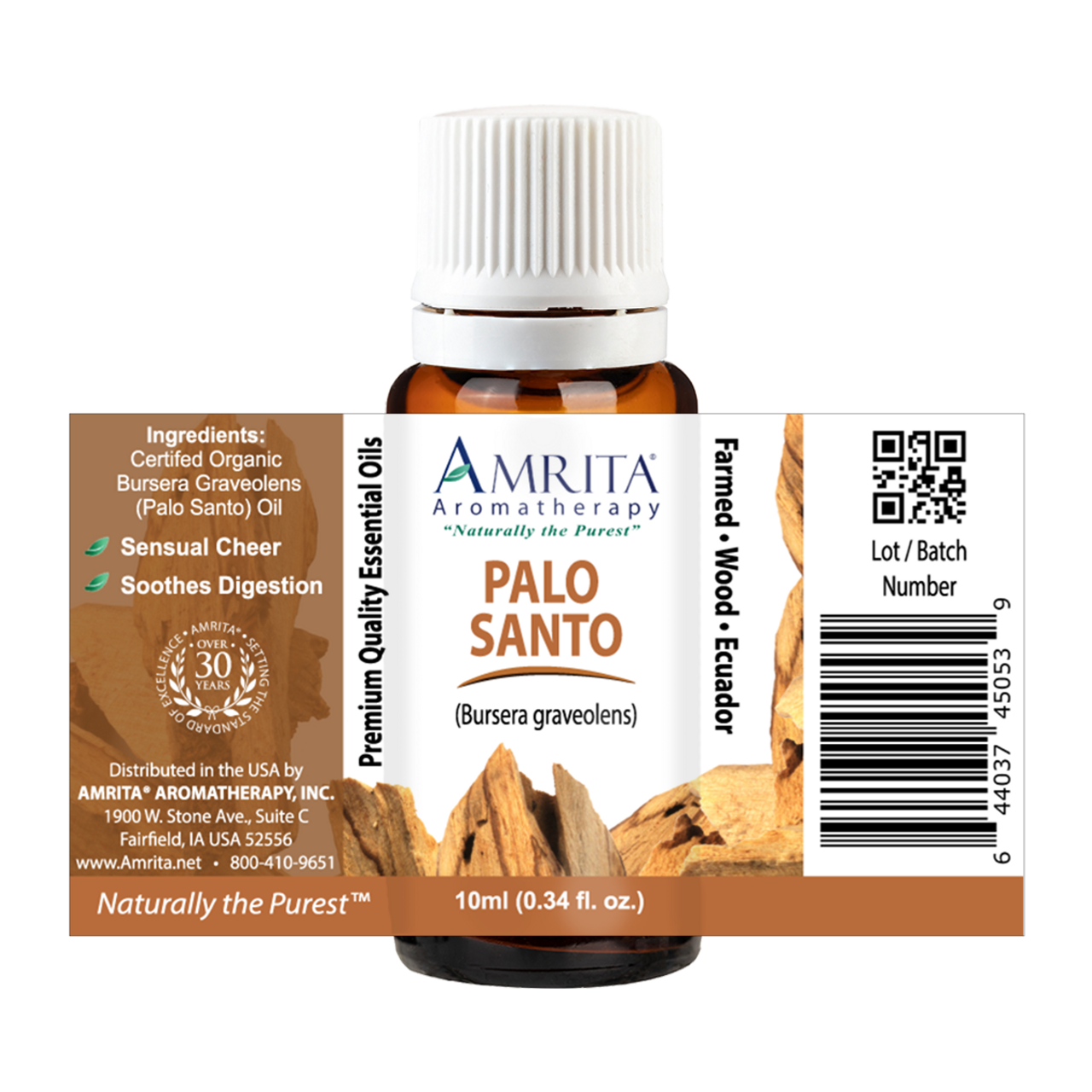 Palo Santo Essential Oil 10ml (0.34 fl. oz.) | Amrita Aromatherapy