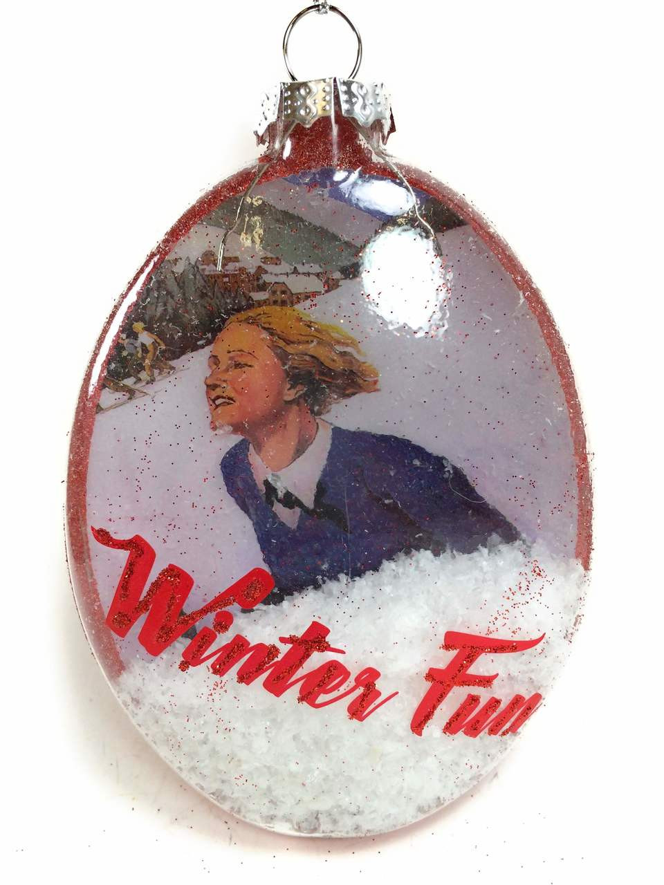 Details about   In The Powder Vintage Style Ski Oval Disc Christmas Ornament 4.75" 