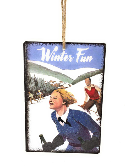 Winter Fun Metal Sign Christmas Tree Ornament