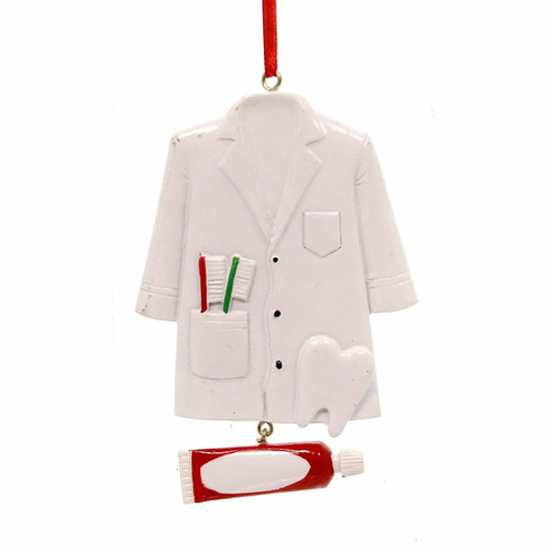 Dentist Coat with Toothpaste Dangle Ornament for Personalization 4 inches