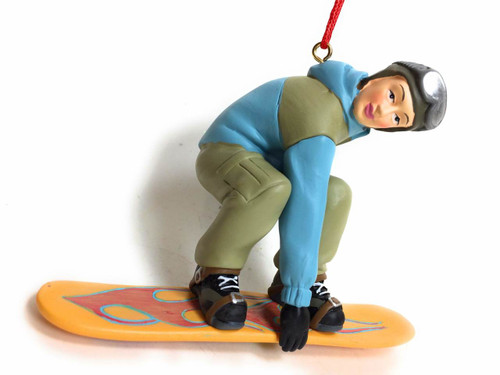 Cannon Falls Male on YELLOW Snowboarder Trick Grab Christmas Tree Ornament