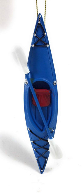 BLUE Kayak & Paddle Christmas Tree Ornament