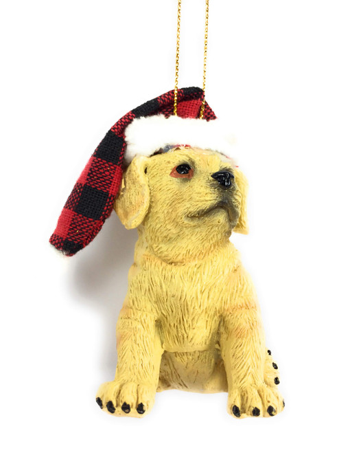 Yellow Lab Puppy Resin Christmas Figurine Ornament