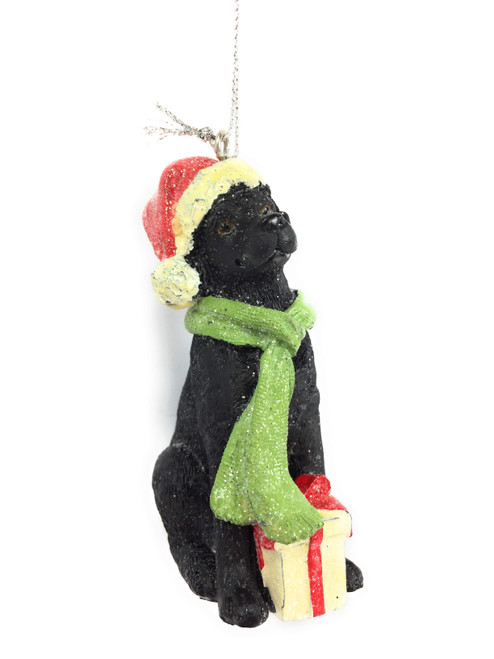 Black Lab w Santa Hat Long Scarf & Gift Ornament Labrador