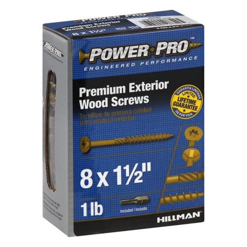 Power Pro Premium Exterior Wood Screw #8 x 1-1/2" - 1 lbs Box