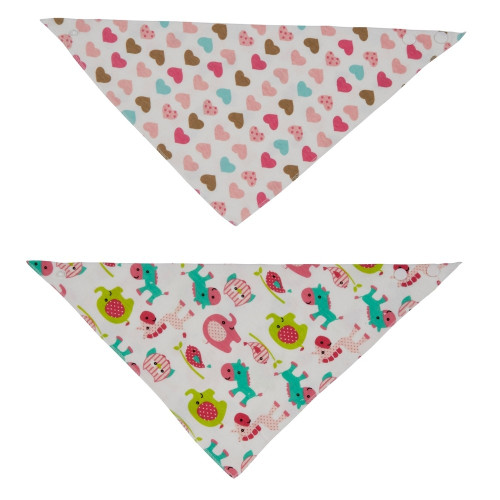 London Bridge Jungle Animals & Hearts Bandana Bib Set 1 Animals 1 Hearts