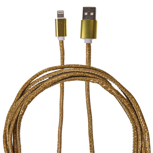 Glitter Gold 10 Foot Lightning Cable Charging Cord