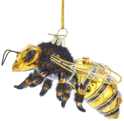 Kurt Adler 3.75 Inch Noble Gems Honey Bee Christmas Tree Ornament