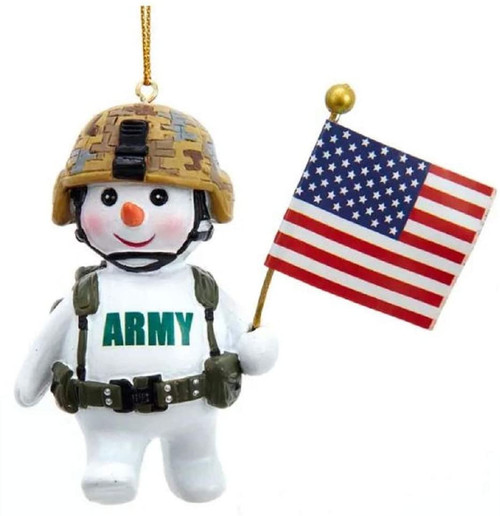 Kurt Adler 3.25 Inch Army Combat Snowman Christmas Tree Ornament