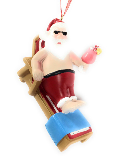 Kurt Adler 3 Inch Santa On Lounge Chair Beach Christmas Ornament