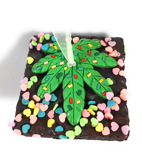 Kurt Adler 2.5 Inch Cannabis Brownie w Heart Sprinkles Christmas Ornament