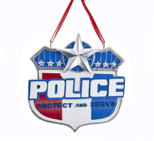 Kurt Adler 3.5 Inch Policeman Badge Christmas Ornament