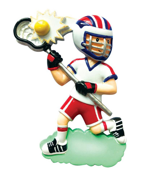 Lacrosse Boy Figurine Christmas Ornament