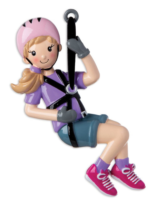 Girl Zip Line Christmas Ornament