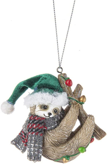 2.5 Inch Sloth With Lights Christmas Ornament