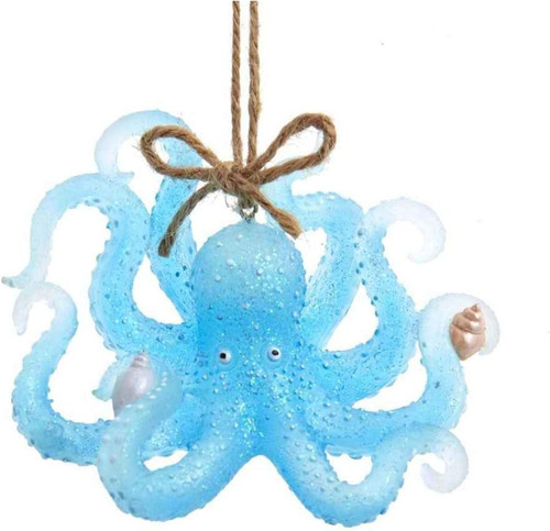 Kurt Adler 3.75 Inch Sea Blue Octopus Christmas Ornament