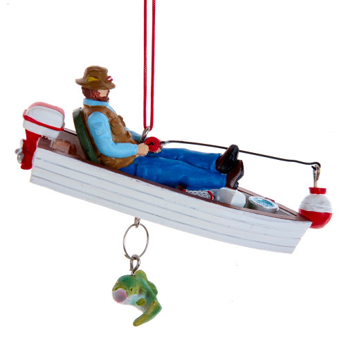 Kurt Adler 3.75 Inch Sleeping Fisherman In Boat Christmas Ornament