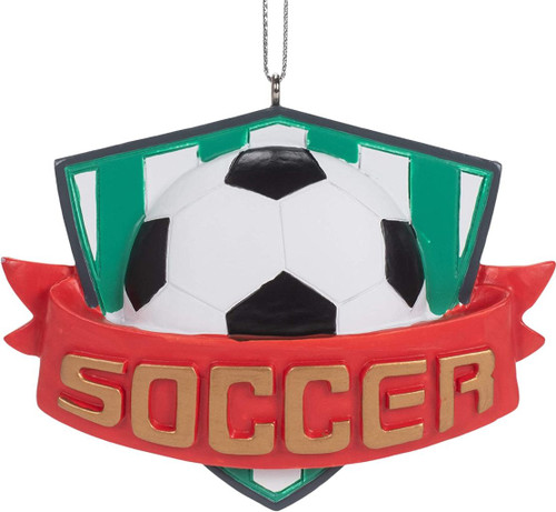 Kurt Adler 2.75 Inch Soccer Ball With Banner Christmas Ornament