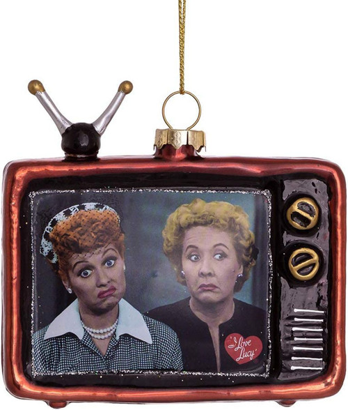 I Love Lucy & Ethel TV Glass Christmas Ornament