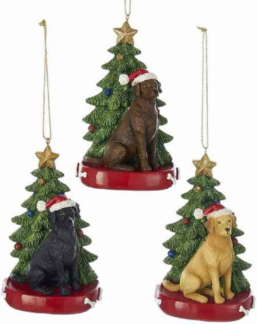 Kurt Adler 4.25 Lab Dog 3 Piece Set Christmas Ornaments
