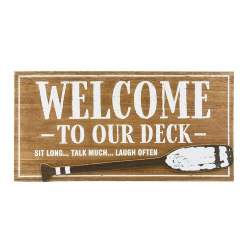 Welcome To Our Deck Rustic Wooden Sign with Paddle