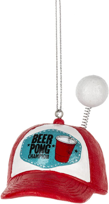 Beer Pong Champion Baseball Hat Christmas Ornament