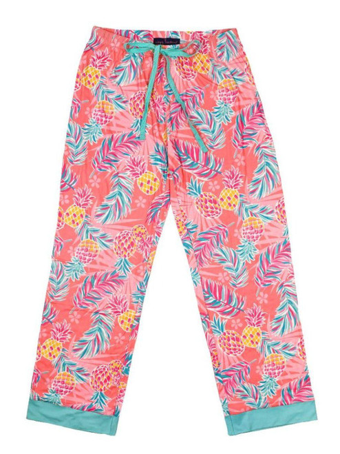 Pineapple Print With Aqua Trim Lounge Pants by Simply Southern