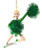 Green Cheerleader With Pom Poms 6.5" Resin Ornament