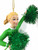 Green Cheerleader With Pom Poms 6.5" Resin Ornament