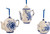 3 Delft Blue Porcelain Teapot Christmas Ornaments Set