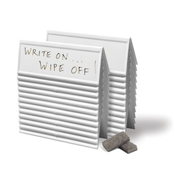 Set of 24 Reusable Tent Cards, plus Markers, Mini-Erasers