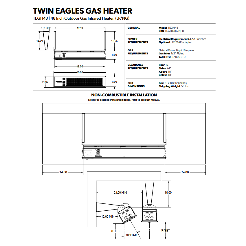 Twin Eagles 48" Outdoor Infrared Gas Heater