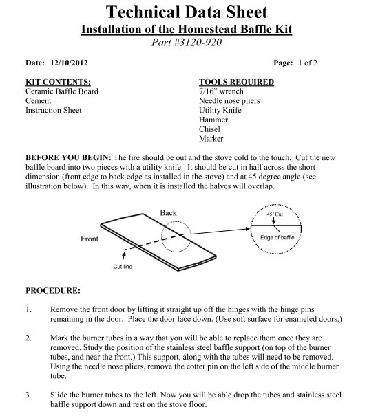 Homestead Replacement Baffle 3120-920