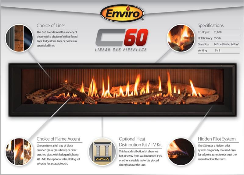 リモネン Enviro C60 Linear Gas Fireplace