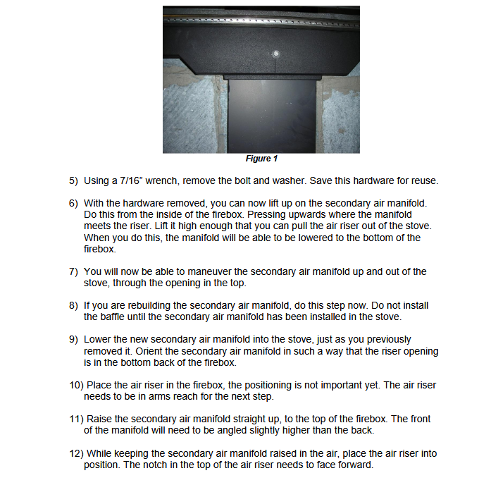 Equinox Wood Stove Upper Air Plenum  2010-087