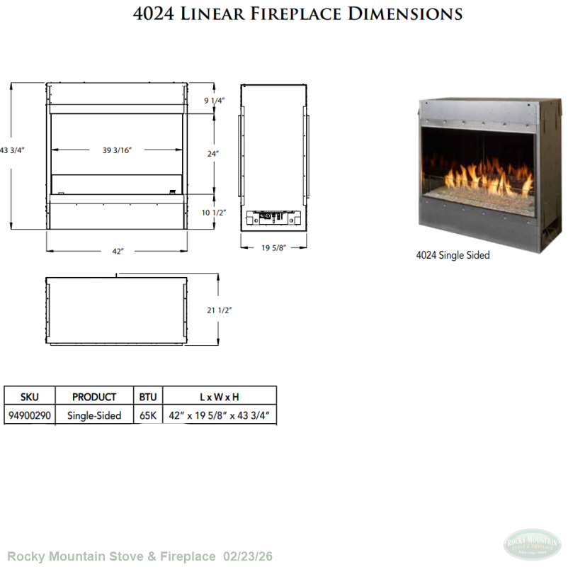 Fire Garden 4024 Outdoor Liner Gas Fireplace