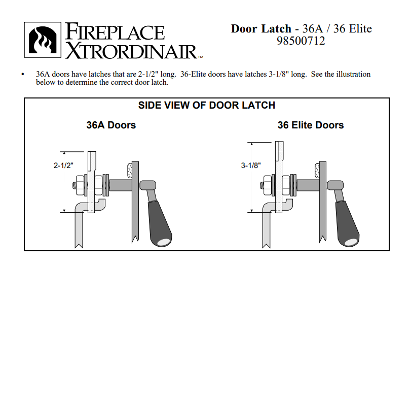 FPX 98500712 Door Latch Rocky Mountain Stove & Fireplace