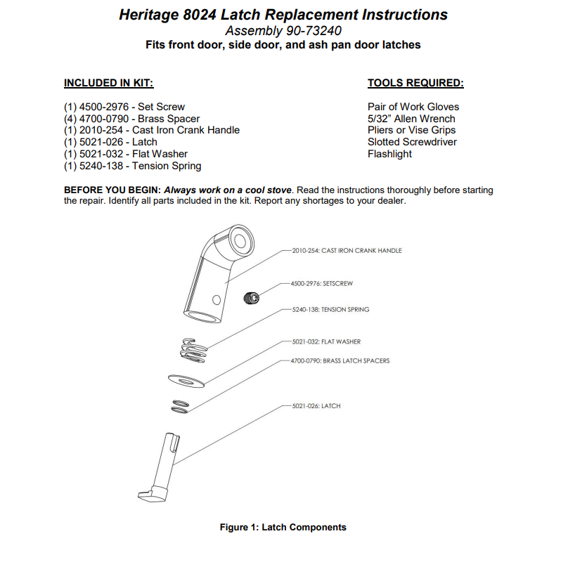 Hearthstone 90-73240 Door Latch