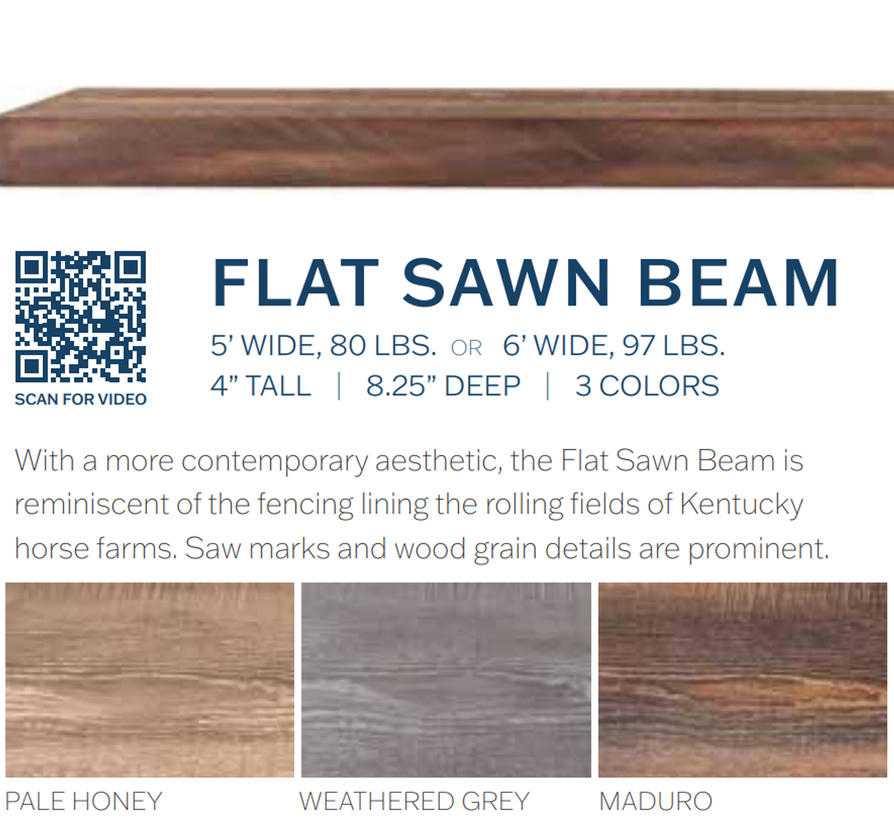 Flat Sawn Beam Shelf Mantle