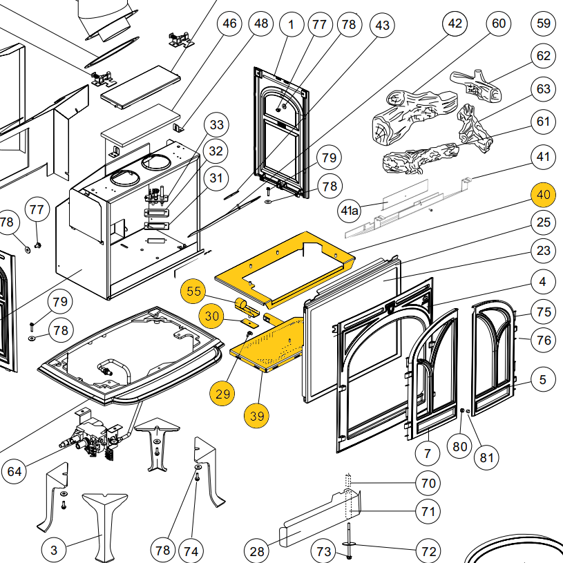Jotul GF300DV Replacement Burner kit 158227