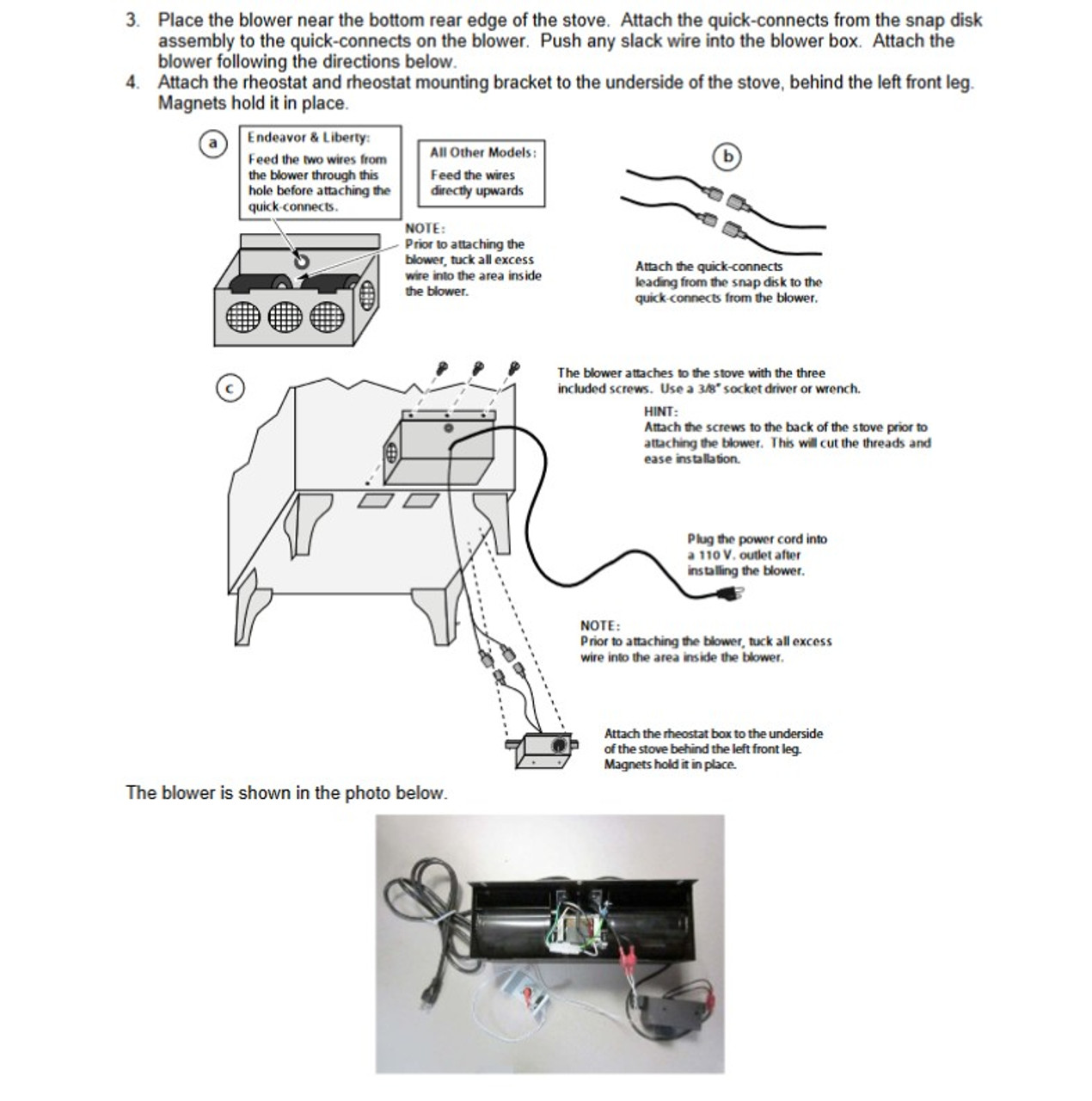 Lopi & Avalon Wood Stove Blower 99000118