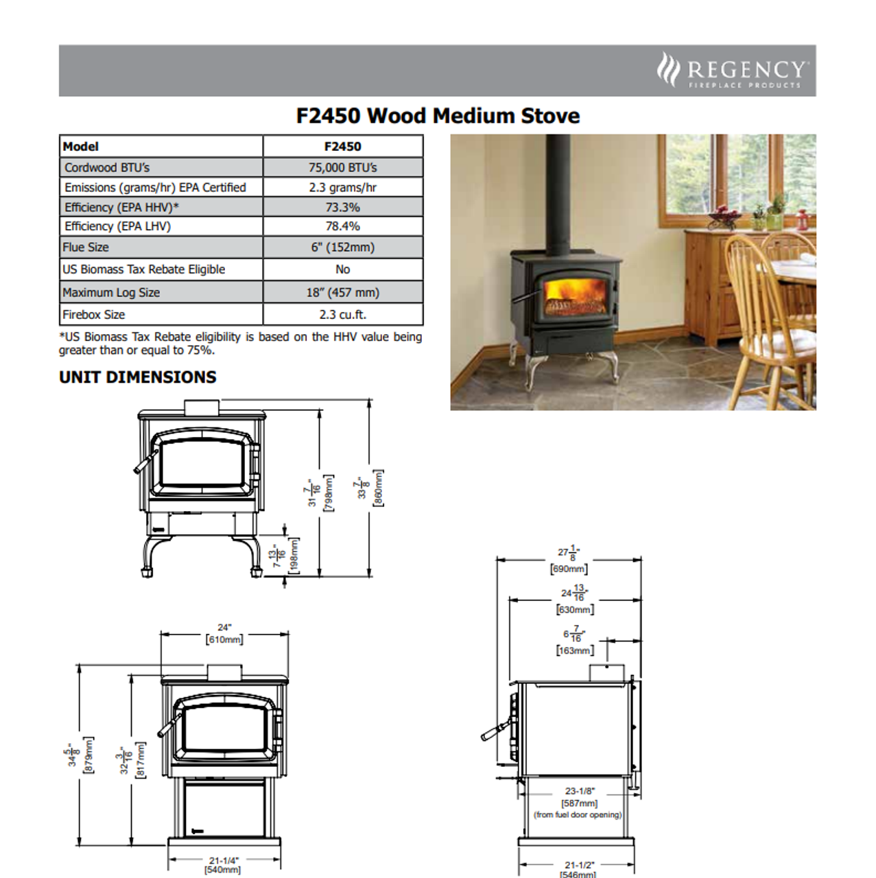 Regency Classic F2450 Medium Wood Stove