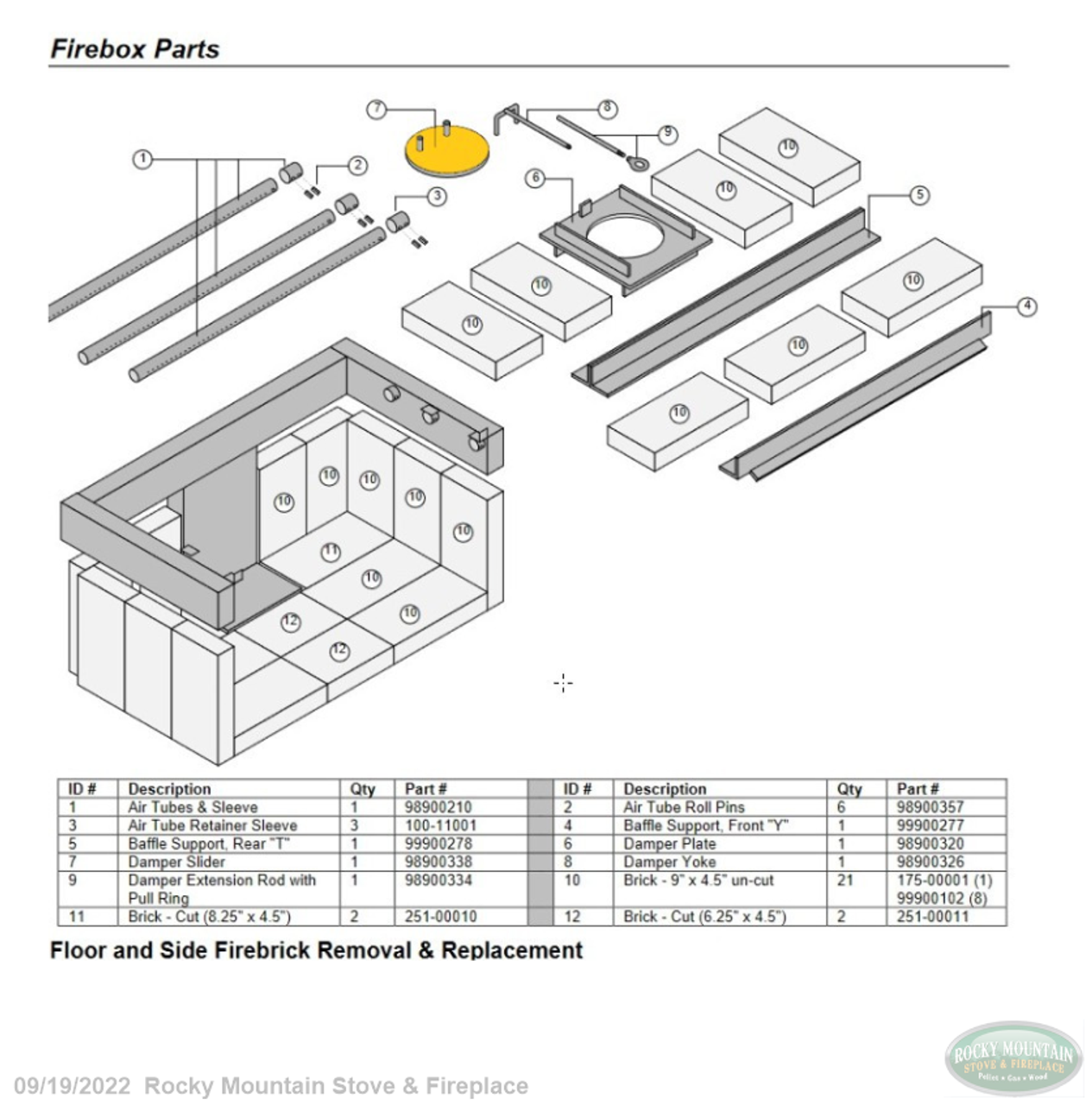 Damper Slider w/Sockets 98900338