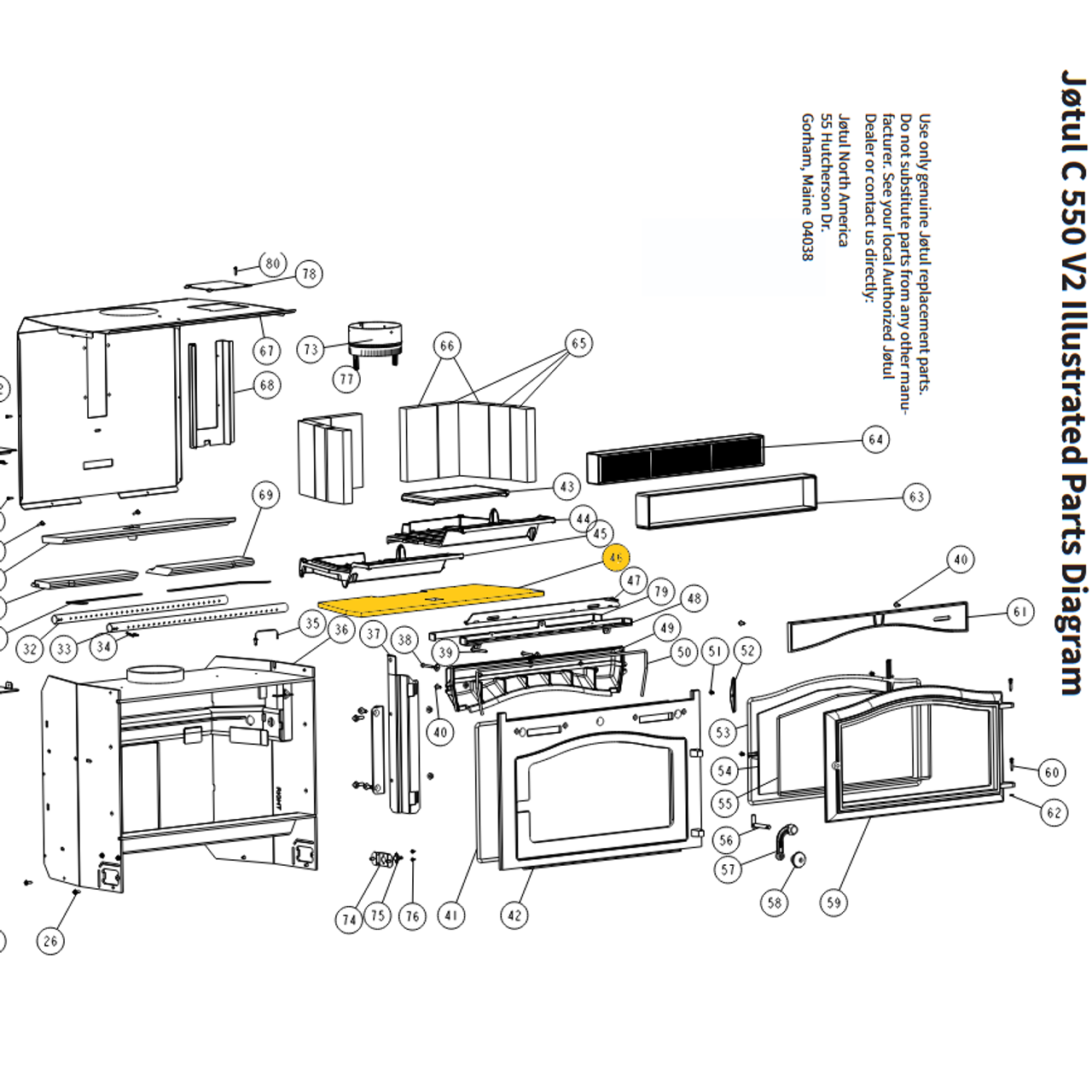 Jotul C550 v2 Wood Insert - Bottom Blanket (227214) Jotul C550 v2 Wood Insert - Bottom Blanket (227214)