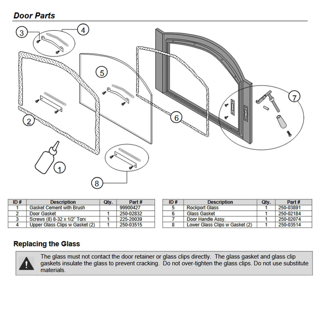 Lopi Rockport Glass w/Gasket 250-03891