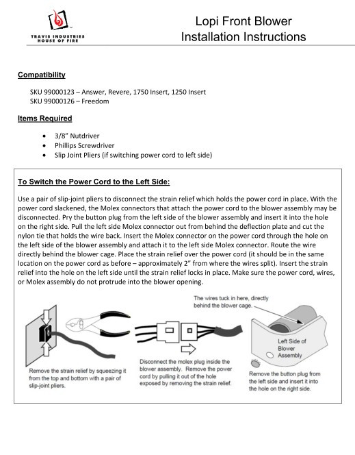 Lopi Evergreen Wood Insert Blower 99000132