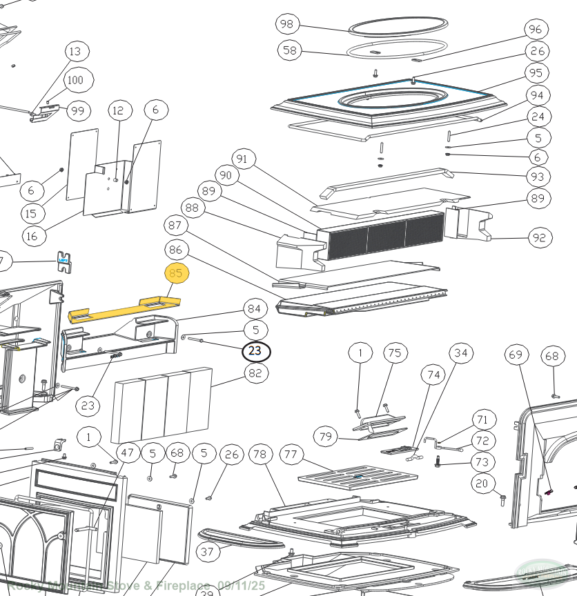 Jotul F 500 V3 Combustion Ledge Gasket 226410
