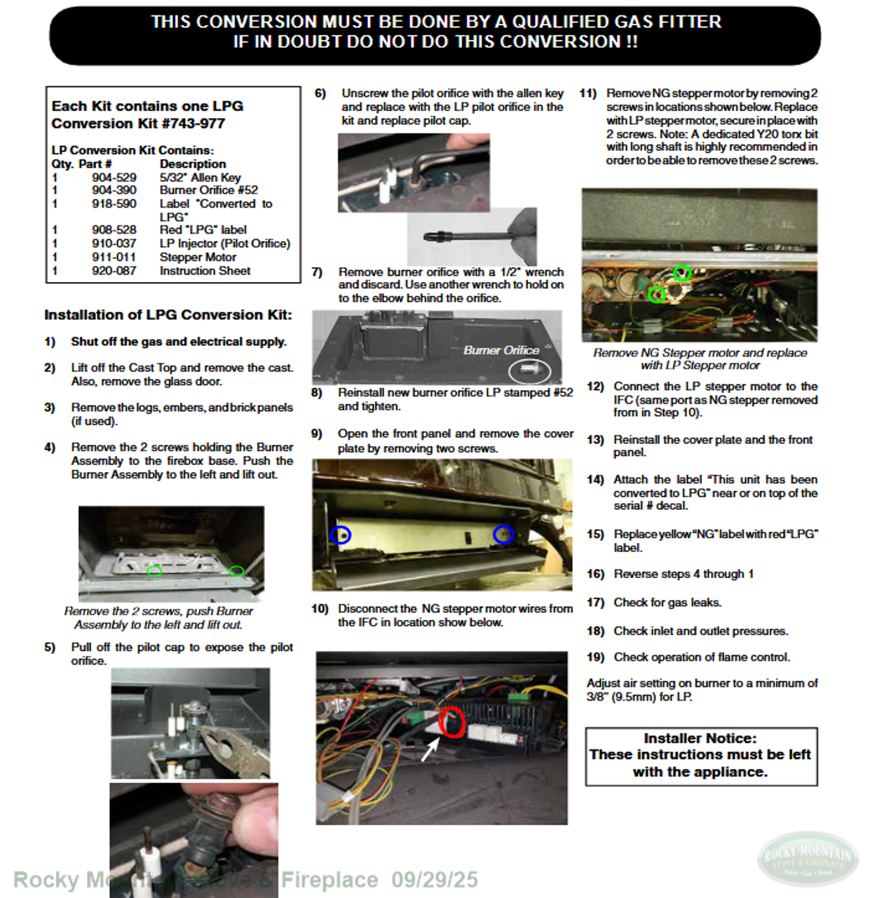 Hampton H35E - LP Conversion Kit 743-977