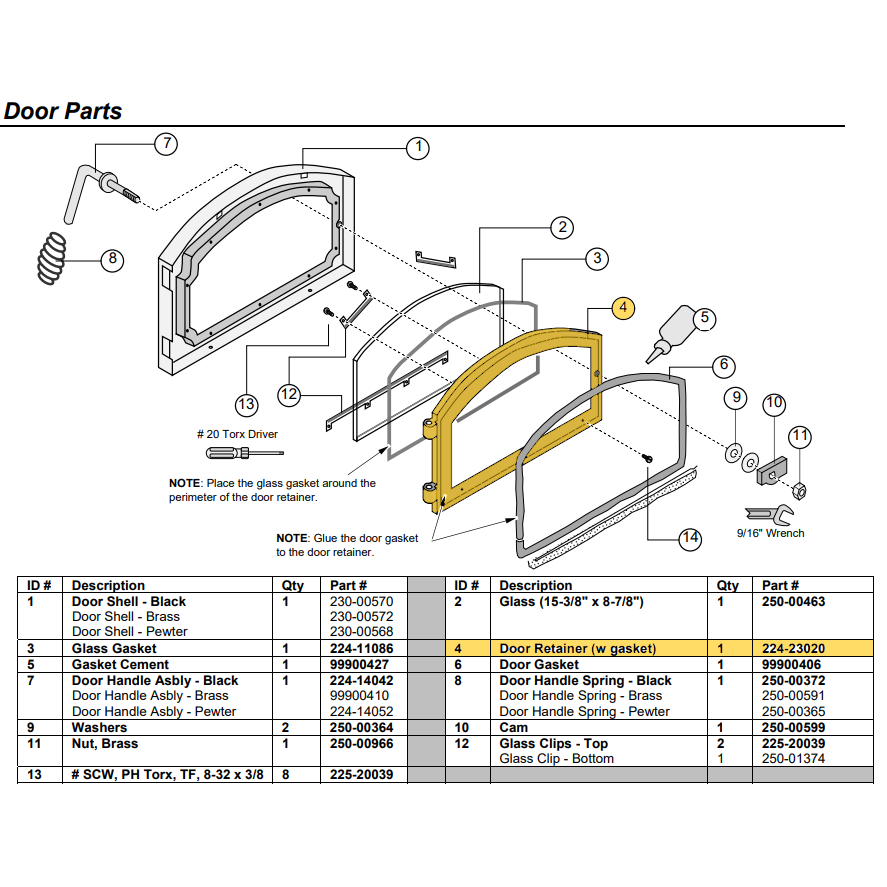 Lopi Small Glass Retainer Assembly (224-23020)